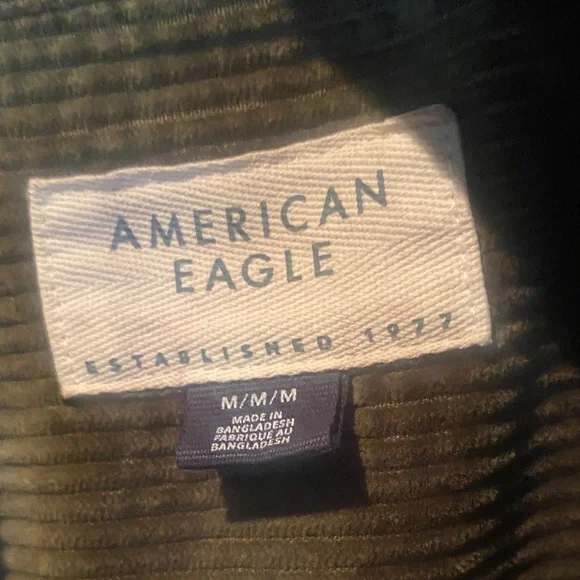 American Eagle Olive Corduroy Button-Up Shacket - Picture 6 of 6